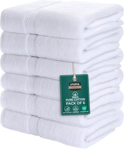 Utopia Towels 6 Pack Small Bath Towel Set, 22 by 44 Inches, 500 GSM 100% Ring Spun Cotton, Lightweight and Highly Absorbent Quick Drying Premium Towels for Hotel, Spa and Bathroom, White