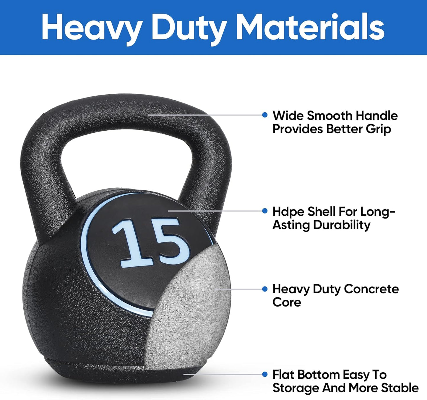 ZENY 3-Piece Kettlebell Set with Storage Rack Heavy Duty Concrete 5 lb 10 lb 15 lb Kettle Bells for Weightlifting, 30 lb Kettlebell Strength Training Kettlebells, Home Gym Equipment