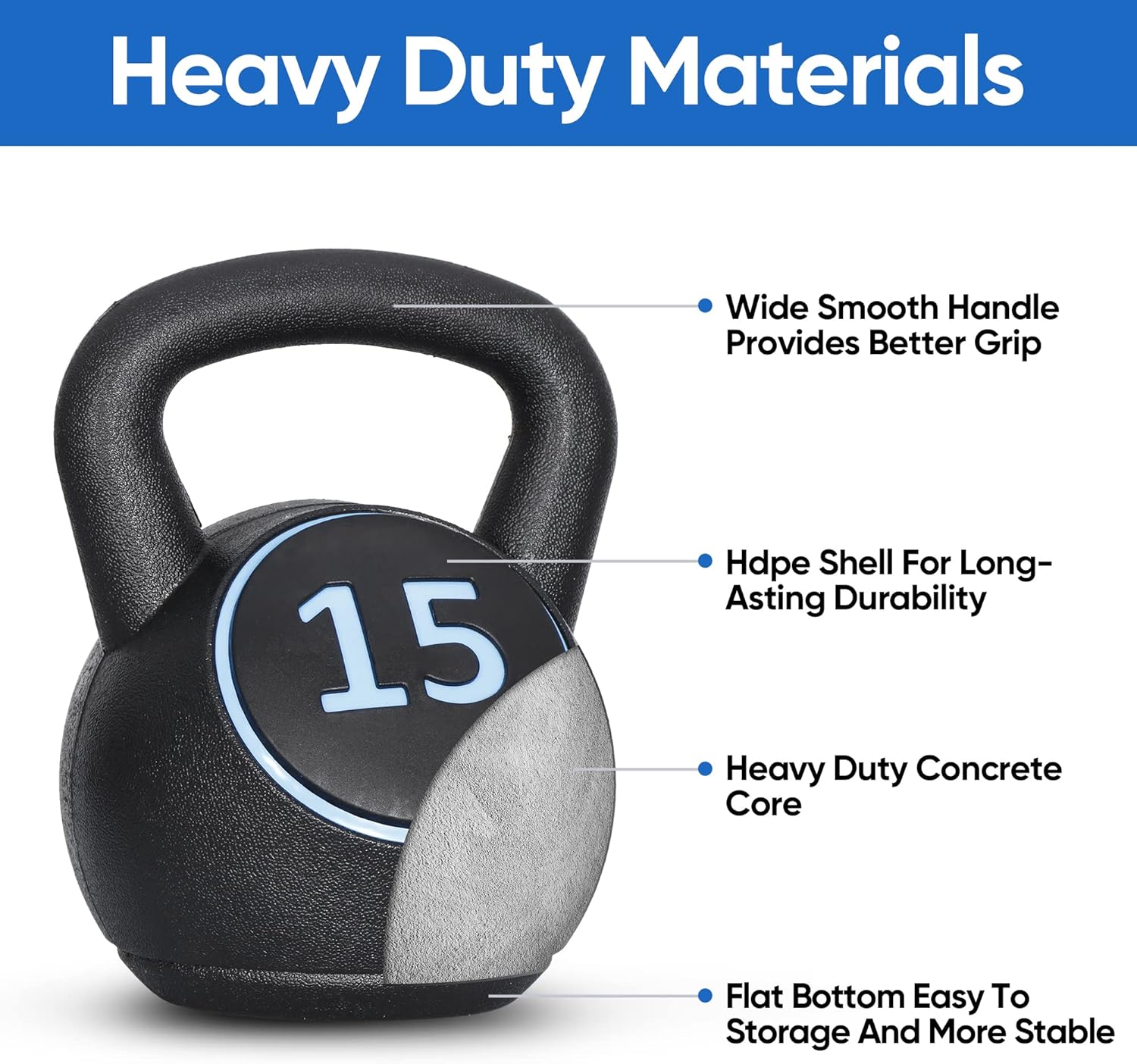 ZENY 3-Piece Kettlebell Set with Storage Rack Heavy Duty Concrete 5 lb 10 lb 15 lb Kettle Bells for Weightlifting, 30 lb Kettlebell Strength Training Kettlebells, Home Gym Equipment