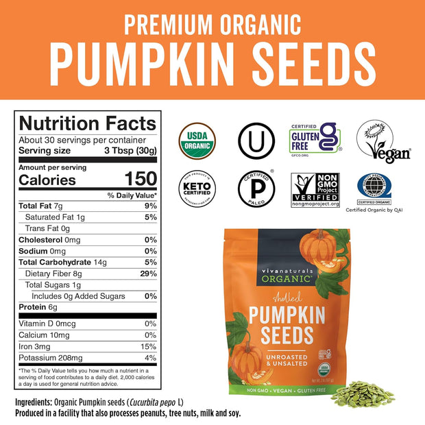 Viva Naturals Organic Chia Seeds 2 LBs - Plant-Based Omega-3 and Vegan Protein, Non-GMO Chia Seeds Organic Perfect for Smoothies, Salads and Chia Seed Pudding, Black Chia Seeds Bulk