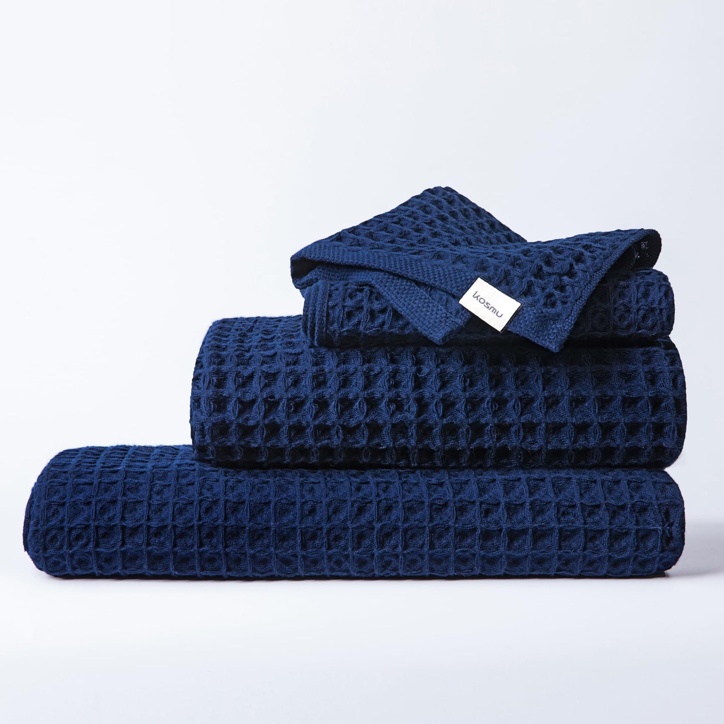 Luxury Japanese Cotton Waffle Bath Towel | Plush, Absorbent, and Quick Dry (Coral Orange, Hand Towel, 32" x 16")