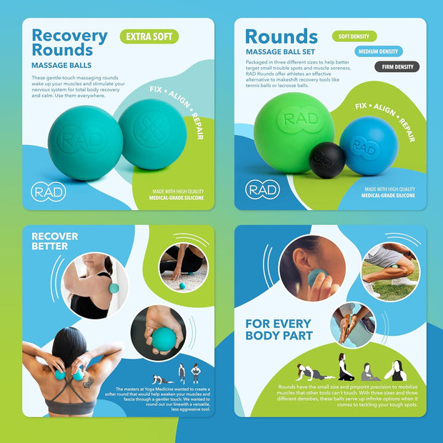 RAD All-in Kit – Foam Roller Set for Whole Body Massage & Myofascial Release – 7-in-1 Kit with Roller Stick, Yoga Block, Massage Balls – Muscle Recovery Tools for Mobility & Flexibility