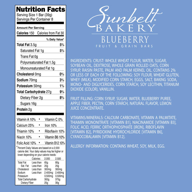 Sunbelt Bakery Blueberry Fruit & Grain Bars, 24 Count