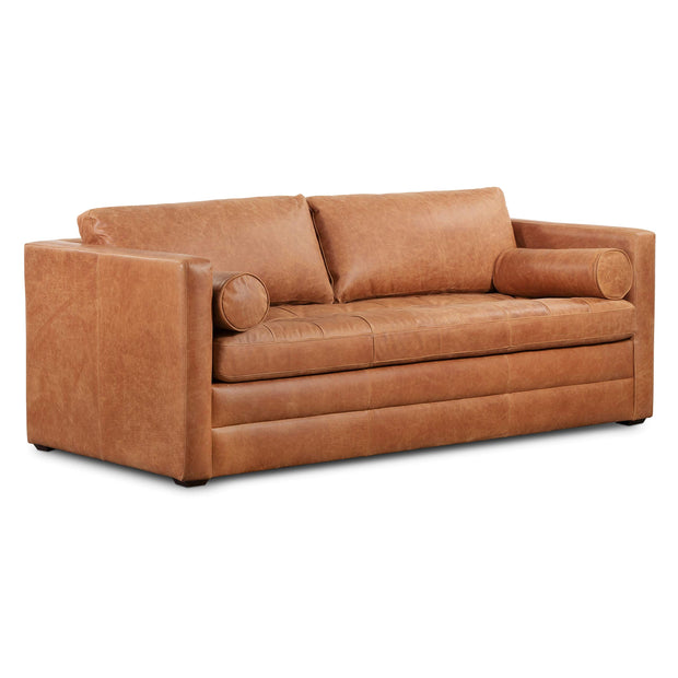 POLY & BARK Essex Sofa in Full-Grain Pure-Aniline Italian Tanned Leather in Cognac Tan