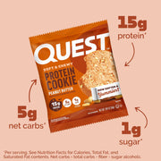 Quest Nutrition Peanut Butter Protein Cookie, 15g Protein, 1g Sugar, 5g Net Carbs, Keto Friendly, High Protein, Low Carb, 12 Count