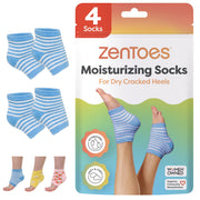 ZenToes Moisturizing Fuzzy Sleep Socks with Vitamin E, Olive Oil and Jojoba Seed Oil to Soften and Hydrate Dry Cracked Heels (Regular, Blue and Pink)