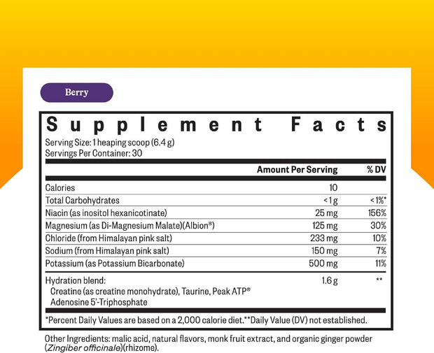 Seeking Health Optimal Electrolyte Powder, Berry Flavor, Healthy Energy and Endurance Support, Promotes Hydration and Healthy Muscles, Vegan and Vegetarian (30 Servings)*