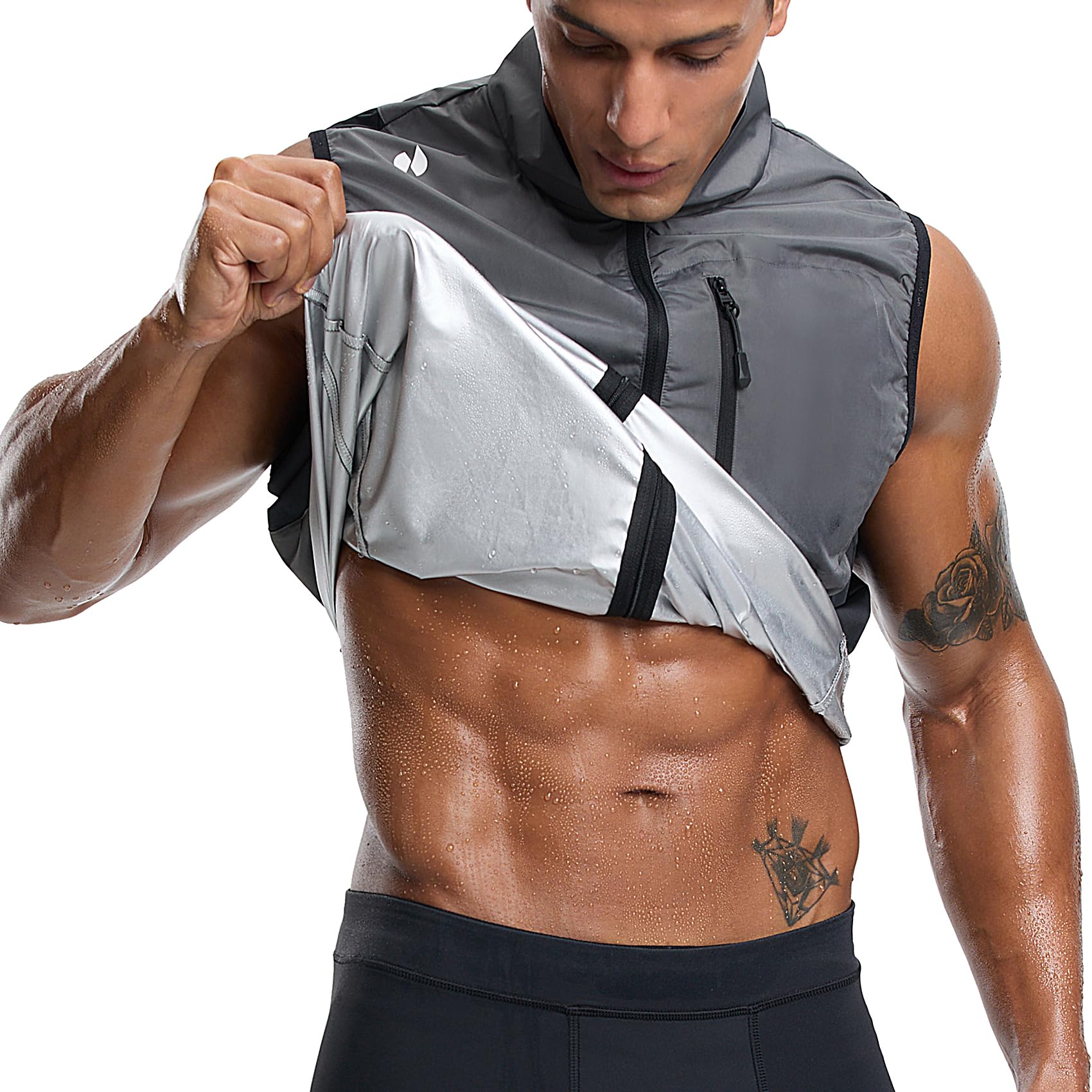 HOTSUIT Sauna Shirt for Men Sweat Exercise Vest Sauna Jacket Suit Anti-Rip Heat Trapping Tank Top Full Zipper