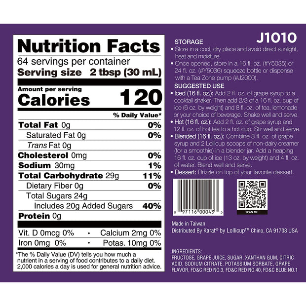 Tea Zone J1050 64 fl.oz Orange Syrup for Tea, Coffee, Sweets, Ice Cream, Cocktails Blending