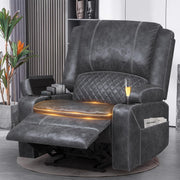 Loveseat Recliner Sofa Set with 2-Tier Cushion, 2+1+1 Pieces in Living Room, 2 Seater Reclining Loveseat Leather with Removable Console, 2 Oversize Recliner Chair Sofa Seat - Grey