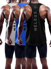 NELEUS Men's 3 Pack Dry Fit Y-Back Muscle Tank Top