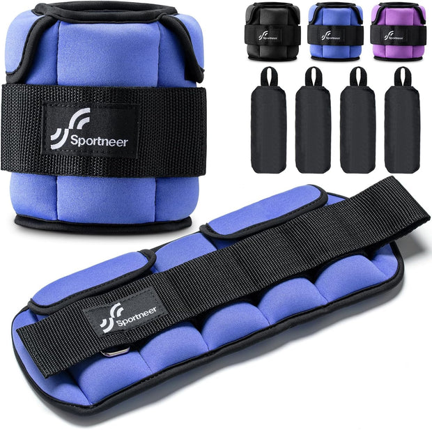 Sportneer Upgrade Adjustable Ankle and Wrist Weights for Women and Men 1-7 lbs / 1-10 lbs Set | Comfortable, Secure Fit for Walking, Running, Fitness, Physical Therapy, Home Gym