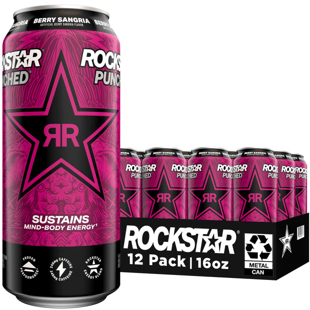 Rockstar Energy Drink Punched Hardcore Apple, 16oz Cans (12 Pack)