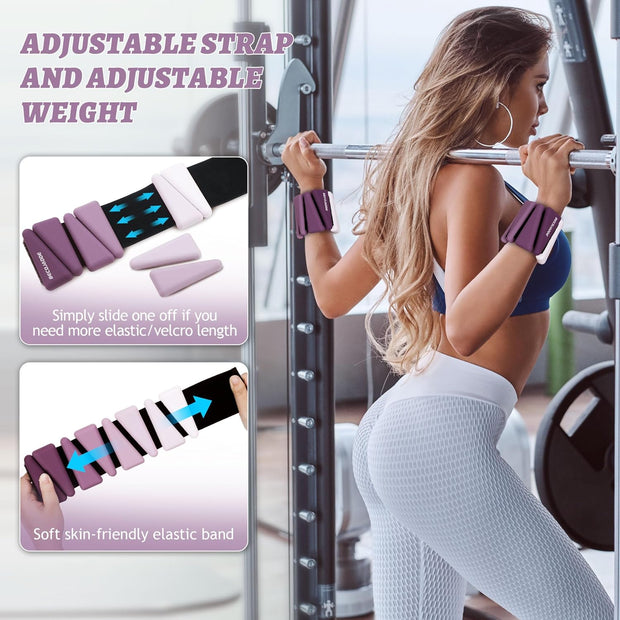 Wrist Weights for Women At Home Ankle Weights Set of 2 (1 lb /2 Lbs Each) Adjustable Weighted Wristbands Arm Leg Weights for Women Men Suitable for Walking Swimming Running Pilates Yoga Gym