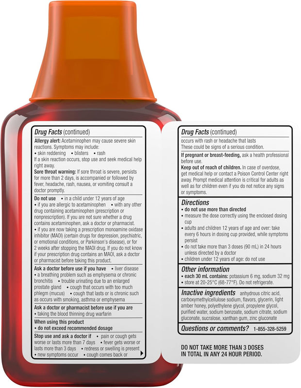 Theraflu Max Strength Daytime Flu Symptom Relief, Honey and Elderberry Syrup, 8.3 Fl Oz and Nighttime Flu Symptom Relief, Honey Lemon Flavor - 6 Count
