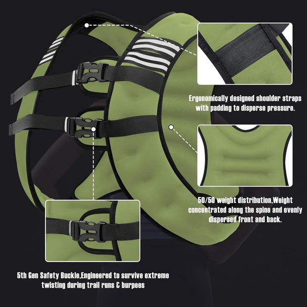 Weighted Vest Men or Women - 5/10/15/20/25/30lbs Weights with Reflective Stripe, Weighted Vest for Workout Equipment for Strength Training Running - Walking Weight Loss