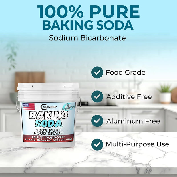 TradeGrade Pure Baking Soda Powder – 1 Gallon Bucket, Sodium Bicarbonate Powder | Premium Food-Grade for Baking, Bread, Cookies & More | Baking Soda for Cleaning, Natural Cleaner & Deodorizer (1 Gallon)
