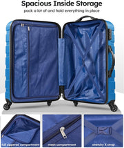 Suitour Luggage 3 Piece Sets Hard Shell Luggage Set with Spinner Wheels, TSA Lock, 20 24 28 inch Travel Suitcase Sets, Cerulean Blue