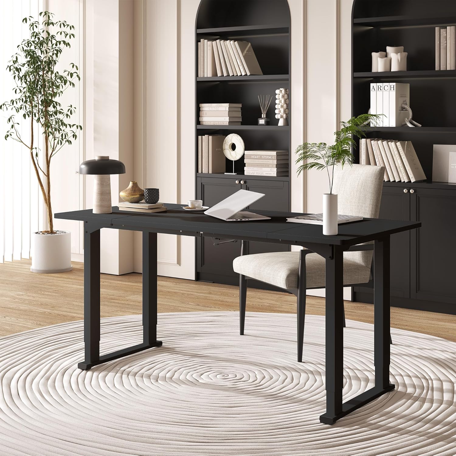 4 Legs Standing Desk, Large 79x31 Inches Electric Adjustable Height Desk with Splice Board, Stand Up Desk Home Office Computer Workstation, Black