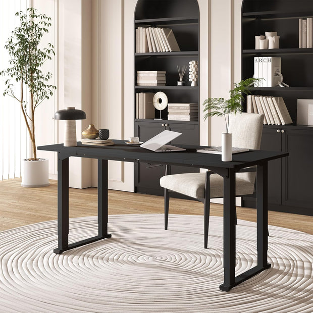4 Legs Standing Desk, Large 79x31 Inches Electric Adjustable Height Desk with Splice Board, Stand Up Desk Home Office Computer Workstation, Black