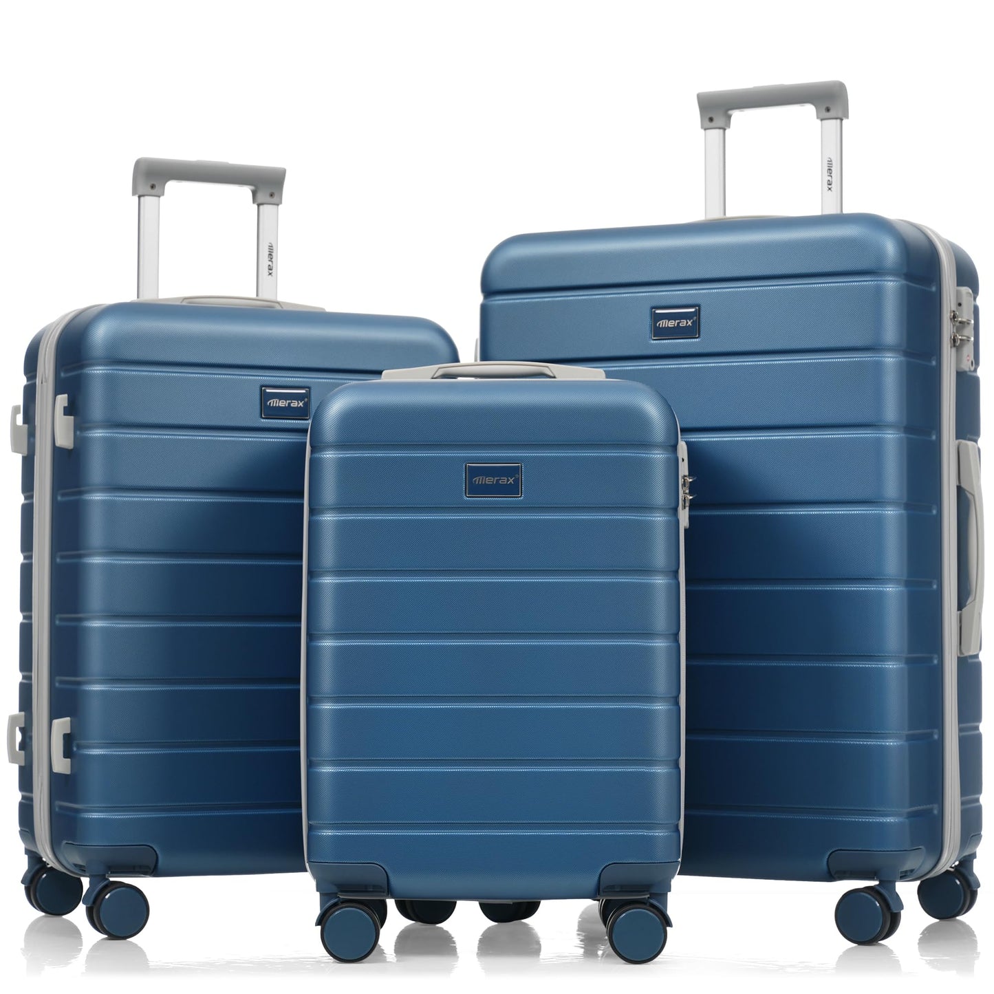 Merax 3 Piece ABS Hardshell Luggage Sets Spinner Wheel Suitcase TSA Lock Suit Case, Rosybrown, 20/24/28 Inch
