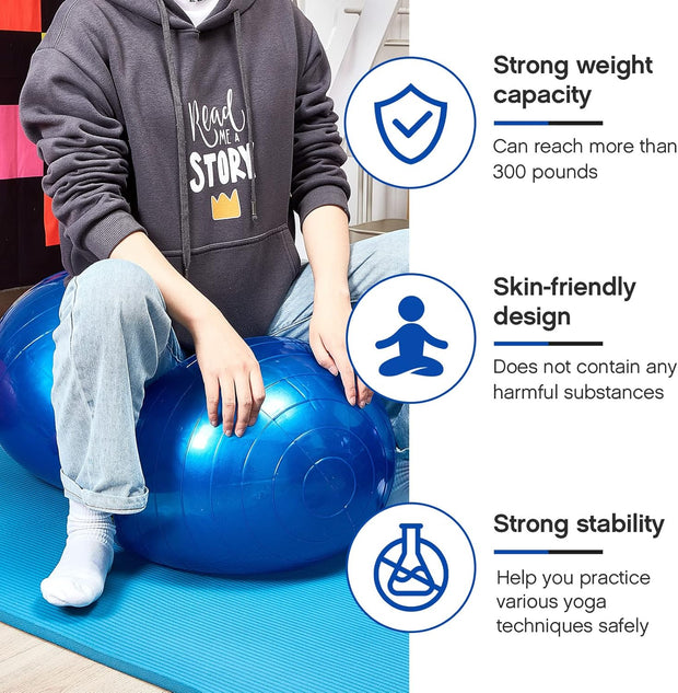 Jexine 3-Piece Anti-Burst Peanut Shape Ball Set - Exercise Yoga Balance Stability Ball for Kid Therapy, Pregnancy, and Home Gym, Includes 1 Pump, 3 Size Options