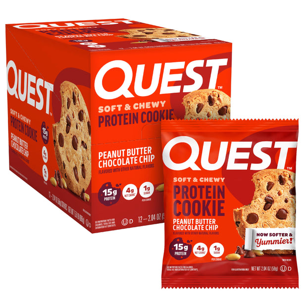 Quest Nutrition Chocolate Chip Protein Cookie, 15g Protein, 1g Sugar, 2g Net Carbs, Keto Friendly, High Protein, Low Carb; 12 Count