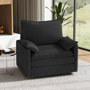 Vesgantti 108" Modular Sectional Sofa, Comfy Cloud Couch with Movable Ottoman Deep Seat Chenille L Shaped Modular Sofa, Sectional Couches for Living Room, Bedroom and Apartment, Beige