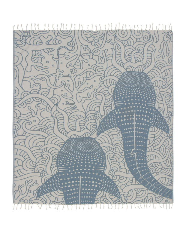 Sand Cloud Turkish Beach Towel - Sand Free - 100% Organic Turkish Cotton Yarn - Quick Dry Towel for Beach, Picnic, Blanket or Bath Towel - As Seen on Shark Tank - Marine Life (Whale Shark)