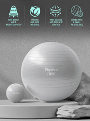 Yoga Ball for Exercise, Pilates Set, 4 Sizes Fitness Ball for Workout, Birthing, Pregnancy, Physical Therapy- Pump Included
