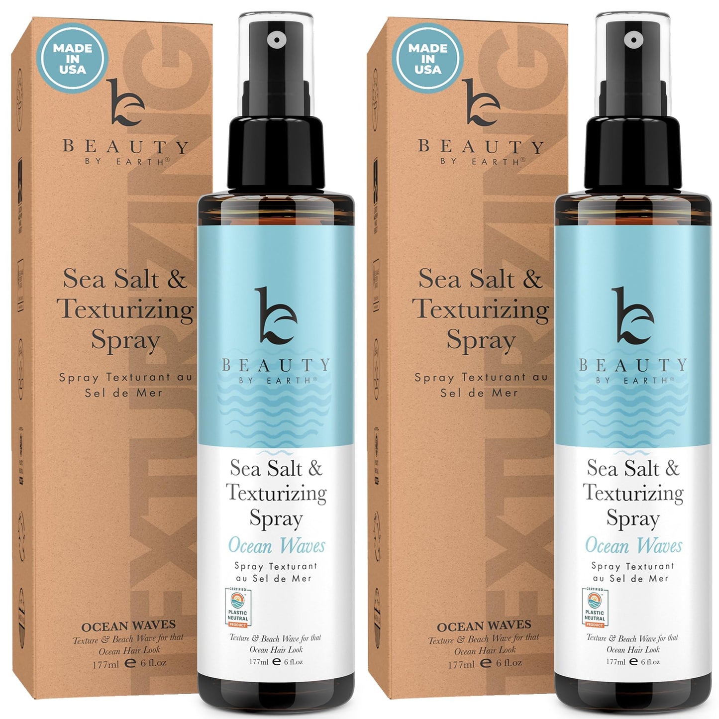 Beauty by Earth Sea Salt Spray for Textured Beach Waves & Volume - USA Made with Organic Ingredients, Texturing & Volumizing Spray for Fine Hair for Men & Women