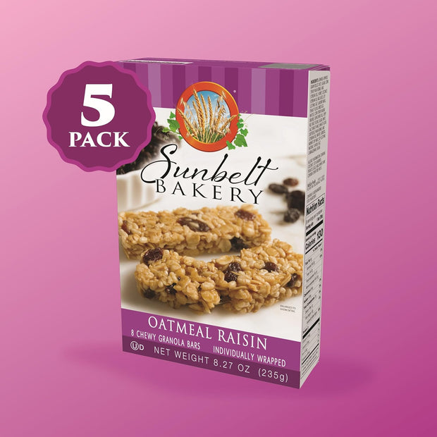 Sunbelt Bakery Oatmeal Raisin Chewy Granola Bars, 40-1.0 OZ Bars (5 Boxes)