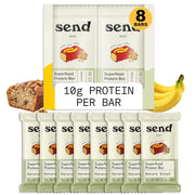 Send Bars Plant-Based Vegan Healthy Protein Bars, With Greens (Banana Bread, 8 Bars) – Only Real Ingredients, Zero Added Sugar, Gluten-Free, Dairy-Free