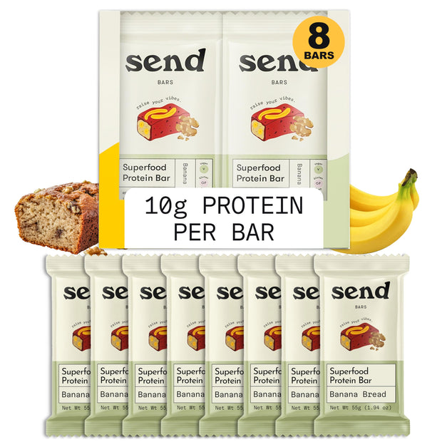Send Bars Plant-Based Vegan Healthy Protein Bars, With Greens (Peanut Cacao Crunch, 8 Bars) – Only Real Ingredients, Zero Added Sugar, Gluten-Free, Dairy-Free