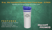 Personalized 15 oz. Mia Insulated Stainless Steel Travel Mugs - 10 pack Custom Text, Logo - Blue
