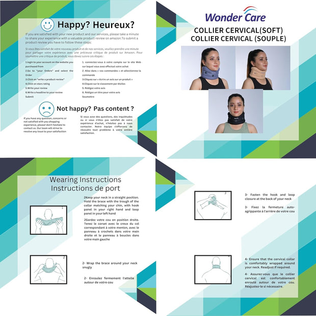 Wonder Care Neck Brace for Sleeping Cervical Collar Adjustable Neck Support Brace Relief Cervical Spine Pressure Ideal for Travel, Office Workers & Neck Injury Recovery, X-Large