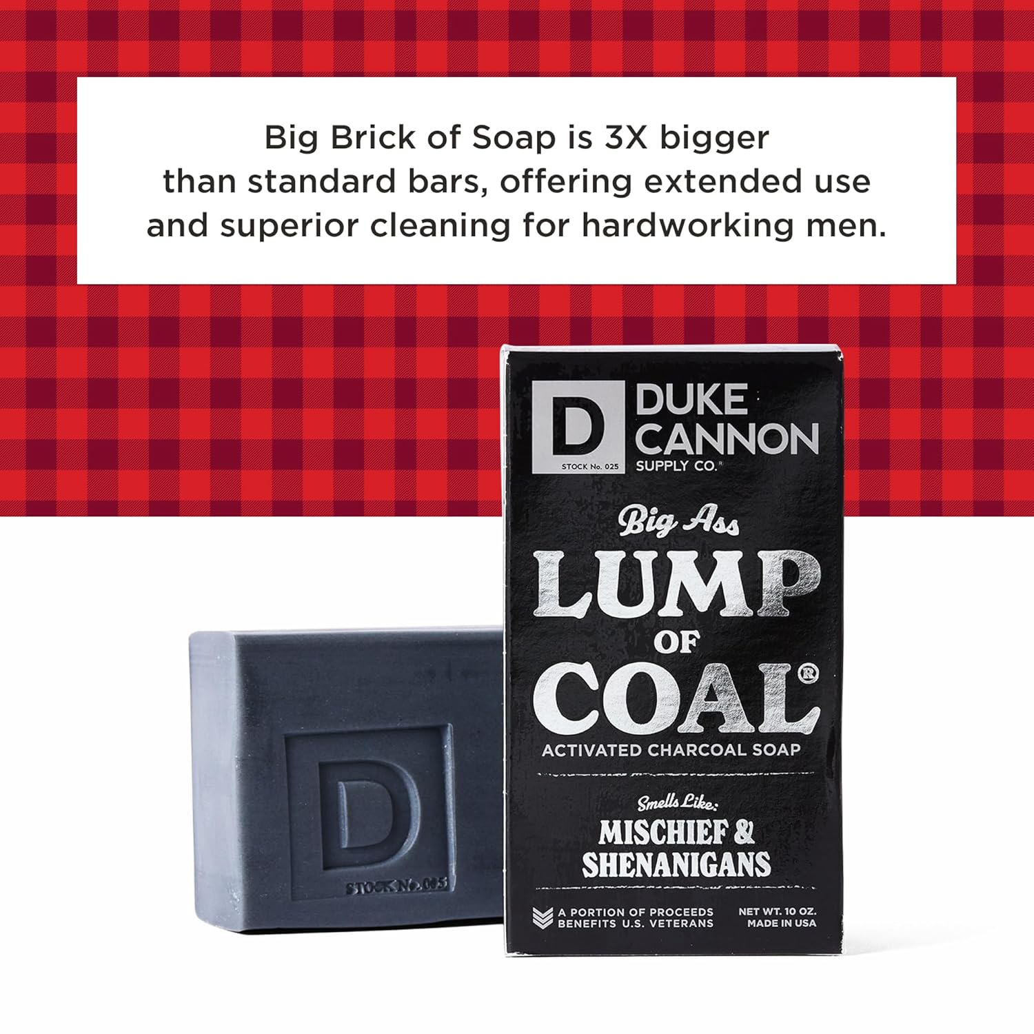 Duke Cannon Supply Co. Big Lump of Coal Soap Bar for Men Holiday Edition (Bergamot & Black Pepper Scent) Extra Large, Paraben-free, All Skin Types, 10 oz. (3 Pack)