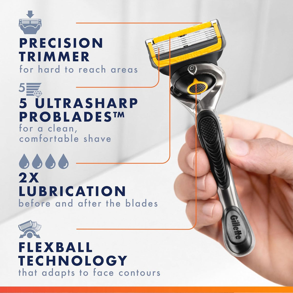Gillette ProGlide Shield Men's Razor, 5-Blade Razor with Precision Tri