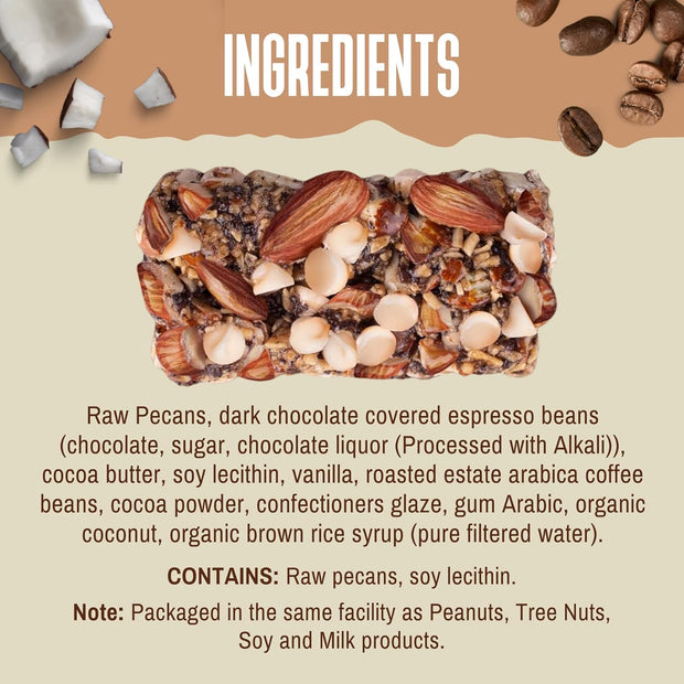 ToYou Chewy Fruit and Nut Bars - Healthy Protein Snacks | Coconut Mocha - 1.41 Ounce (Pack of 12) | Soft Chewy, Vegan, Fiber-packed Granola Bars for Adults and Kids, Made with Natural Ingredients