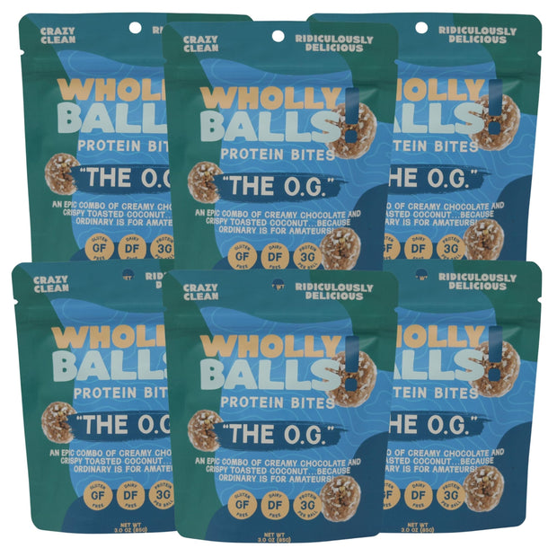 Wholly Balls Protein Bites – Healthy Plant-Based Snack – High Protein, Low Sugar, Gluten-Free Energy Balls (Pack of 6, Sampler Pack)