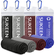 Sukeen 4 Pack Cooling Towel (40"x12"), Soft Breathable Chilly Microfiber Towel for Yoga, Sport, Running, Gym, Workout & More Activities