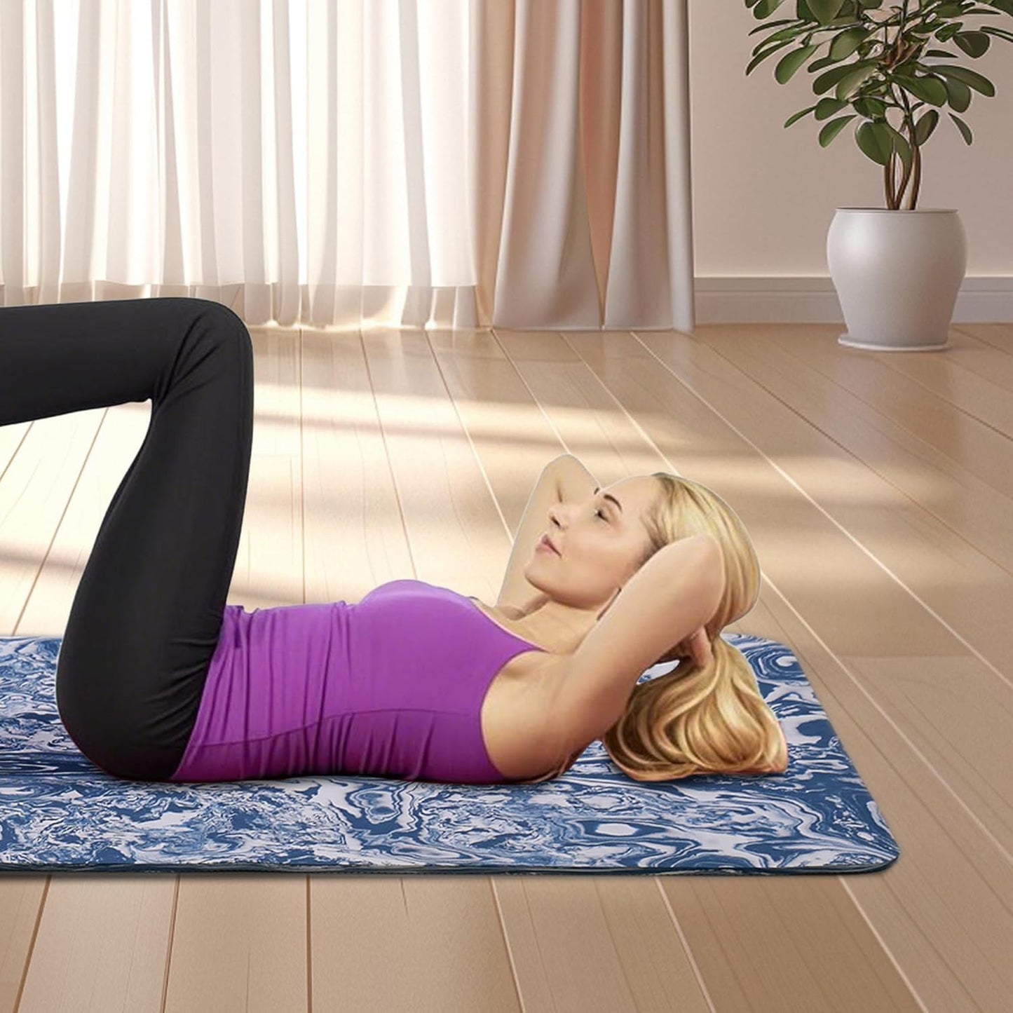 Yoga Mat, Exercise Yoga Mat Print with Non-Slip Design, Professional TPE Exericise Mat, 72" x 24" Multi-Purpose Workout Mat for Women, Pilates Fitness and Floor Exercises
