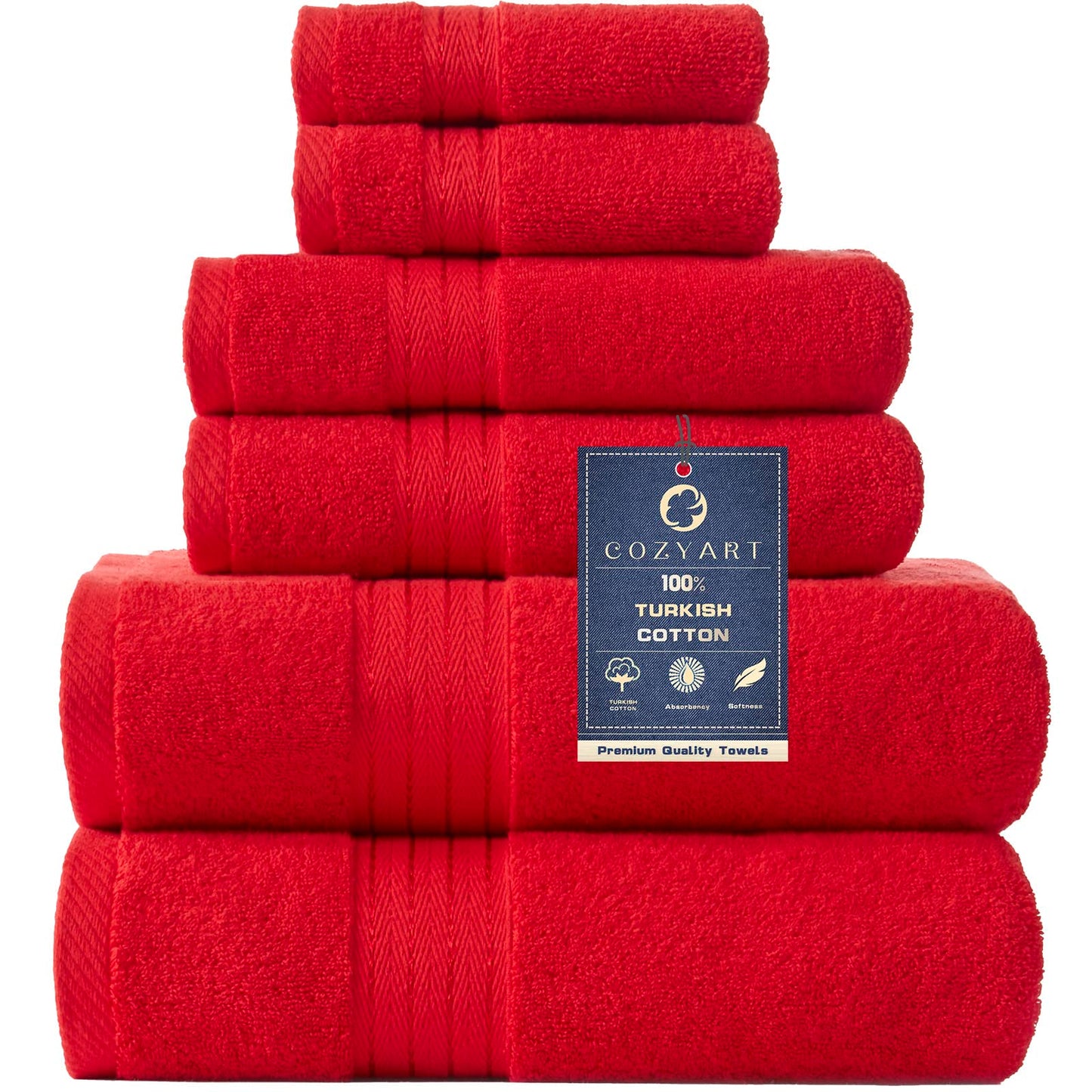 COZYART Burnt Orange Bath Towel Set for Bathroom Turkish Cotton Thick Soft Absorbent Durable 650 GSM Towel Sets of 6, 2 Large Bath Towels, 2 Hand Towels, 2 Washclothes