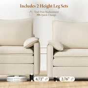 Vesgantti 108" Modular Sectional Sofa, Comfy Cloud Couch with Movable Ottoman Deep Seat Chenille L Shaped Modular Sofa, Sectional Couches for Living Room, Bedroom and Apartment, Beige