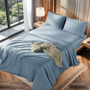 LBRO2M 100% Cotton 1200 Thread Count King Size Sheets Set Deep Pocket Up to16 inches, Bed Sheet 4 Piece (White, King)