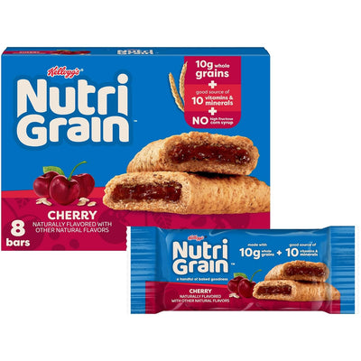 Nutri-Grain Soft Baked Breakfast Bars, Kids Snacks, Whole Grain, Cherry, 10.4oz Box 6 boxes (48 Count)