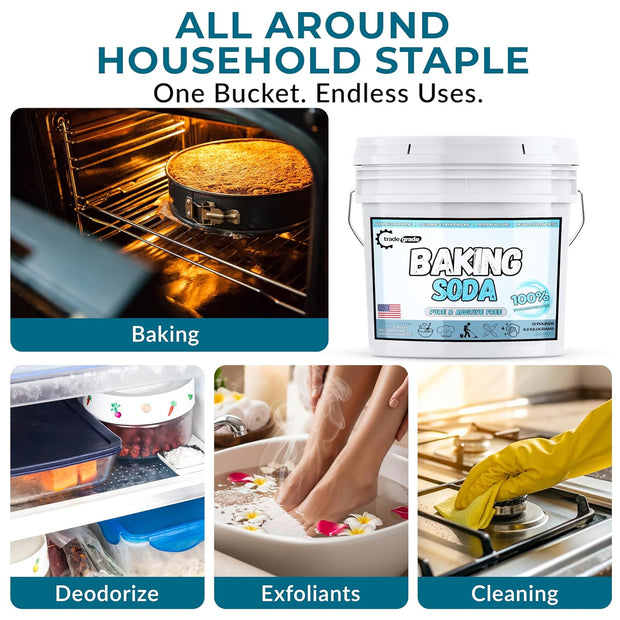 TradeGrade Pure Baking Soda Powder – 15 lb Bucket, Sodium Bicarbonate Powder | Premium Food-Grade for Baking, Bread, Cookies & More | Baking Soda for Cleaning, Natural Cleaner & Deodorizer