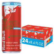 Red Bull Red Edition Sugar Free Energy Drink, Watermelon, with 80mg Caffeine plus Taurine & B Vitamins, 8.4 Fl Oz, 6 Packs of 4 Cans (Pack of 24)