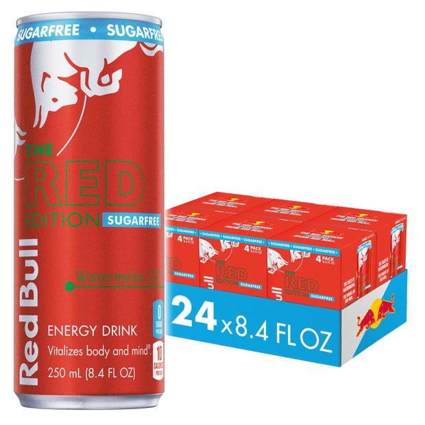 Red Bull Amber Edition Sugar Free Energy Drink, Strawberry Apricot, with 80mg Caffeine plus Taurine & B Vitamins, 8.4 Fl Oz, 6 Packs of 4 Cans (Pack of 24)