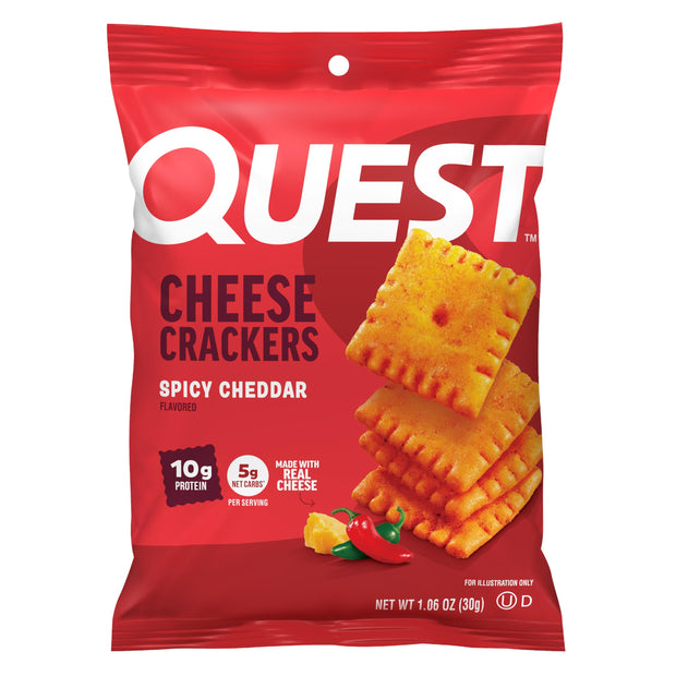 Quest Nutrition Cheese Crackers, Cheddar Blast, 10g Protein, 5g Net Carbs, 1g Sugar, Made with Real Cheese, High Protein Snack, 12 Packs (1.06 oz bags)